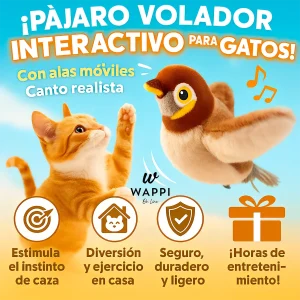 🦜Pajaro Volador Interactivo para Gatos - Mantiene a tu Gato Activo y Feliz