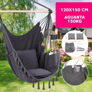 Hamaca colgante con 2 almohadas para jardín y hogar