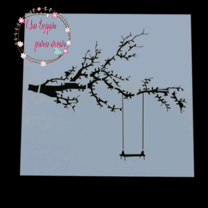 Plantilla Stencil. Columpio en rama.