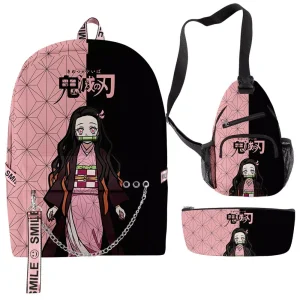 Conjunto de Mochilas escolar Demon Slayer