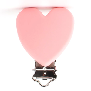 Pinza silicona. Corazón. Rosa.