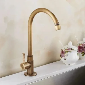 GOLDENSWAN – Robinet antique en col de cygne en laiton pour cuisine et salle de bain