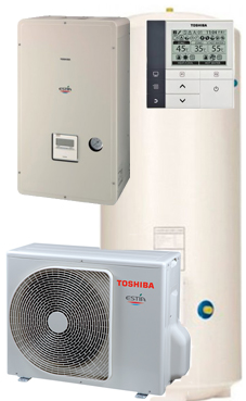 TOSHIBA ESTÍA 55º molelo ESTIA MINI con HWS-1501CSHM3-E referencia unidad interior:HWS-455XWHM3-E exterior:HWS-455H-E de potencia en calefacción:4,5Kw. potencia en refrigeración:4,5Kw. monofásica - Imagen 2