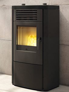 EDILKAMIN estufa de pellets modelo KLIK acero con top en cerámica gris oscuro de 8,3 Kw.