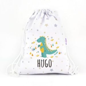 Mochila saco dinosaurio estrellas.